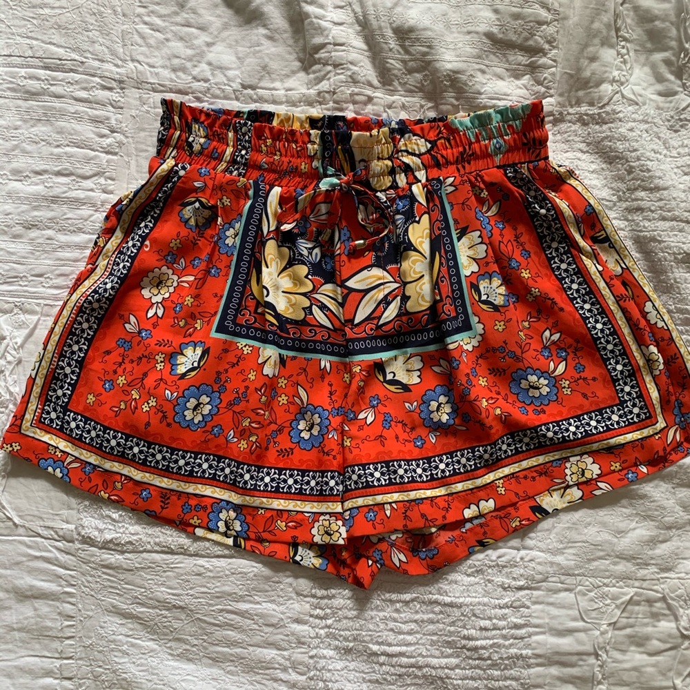 Joy Joy “Silk Scarf” Print Shorts